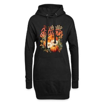 Niedlich Hallo Herbst Saison Thanksgiving und Herbst - Hoodie-Kleid - Schwarz - Vorne