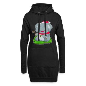 Canne de Noël éléphant - Sweat-shirt à capuche long Femme - noir - Devant