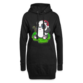 Panda Canne de Noël - Sweat-shirt à capuche long Femme - noir - Devant