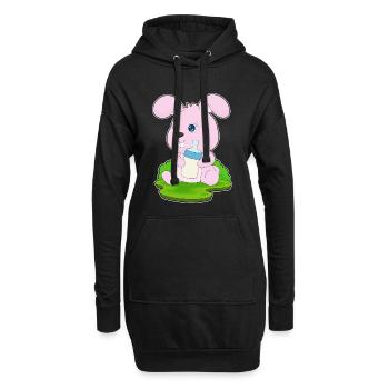Hase Babyflasche Milch - Hoodie-Kleid - Schwarz - Vorne