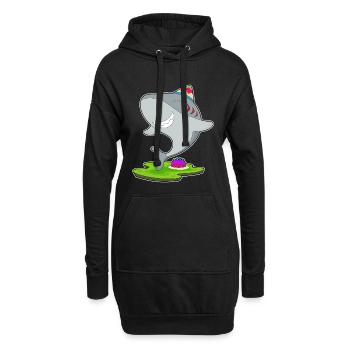 Gâteau d’anniversaire requin - Sweat-shirt à capuche long Femme - noir - Devant