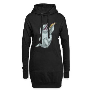 Delfin Pizza - Hoodie-Kleid - Schwarz - Vorne
