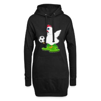 poulet joueur de football - Sweat-shirt à capuche long Femme - noir - Devant