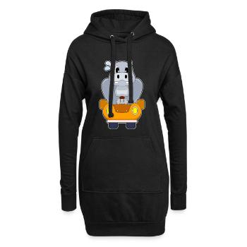 Voiture hippopotame - Sweat-shirt à capuche long Femme - noir - Devant