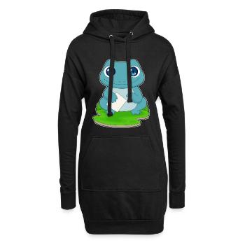 Frosch Schüler Papier Schule - Hoodie-Kleid - Schwarz - Vorne