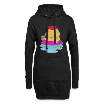 Frosch Schwimmen Schwimmring Sommer - Hoodie-Kleid - Schwarz - Vorne