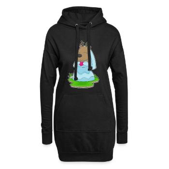 Rentier Braut Herz Hochzeit - Hoodie-Kleid - Schwarz - Vorne