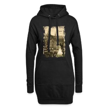 Altes Rostock - Neuer Markt - Hoodie-Kleid - Schwarz - Vorne