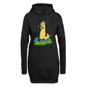 Giraffe Skater Skateboard - Hoodie-Kleid - Schwarz - Vorne