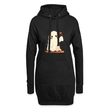 Mignon fantôme fantôme coeur Halloween effrayant - Sweat-shirt à capuche long Femme - noir - Devant