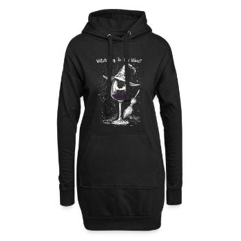 Wein Weinglas Halloween Hexe Weintrinker Geschenk - Hoodie-Kleid - Schwarz - Vorne