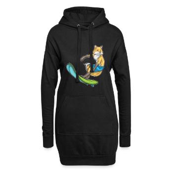 Fuchs Surfen Surfbrett Sommer - Hoodie-Kleid - Schwarz - Vorne