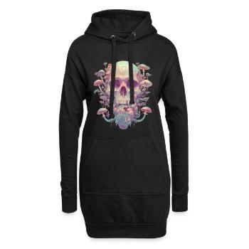 Totenschädel Pilze Totenkopf Grunge Cottagecore - Hoodie-Kleid - Schwarz - Vorne