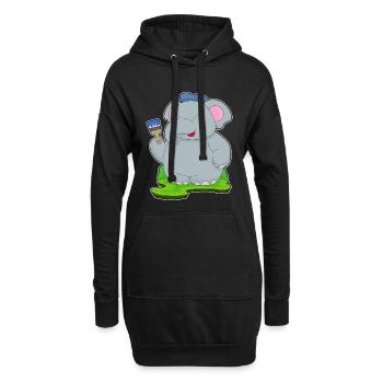 Peintre éléphant Peinture au pinceau - Sweat-shirt à capuche long Femme - noir - Devant
