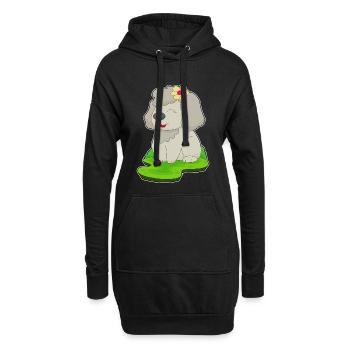 Hund Blume - Hoodie-Kleid - Schwarz - Vorne