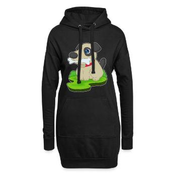 Hund Knochen - Hoodie-Kleid - Schwarz - Vorne