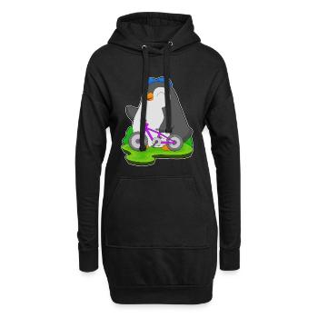 Pinguin Fahrrad - Hoodie-Kleid - Schwarz - Vorne