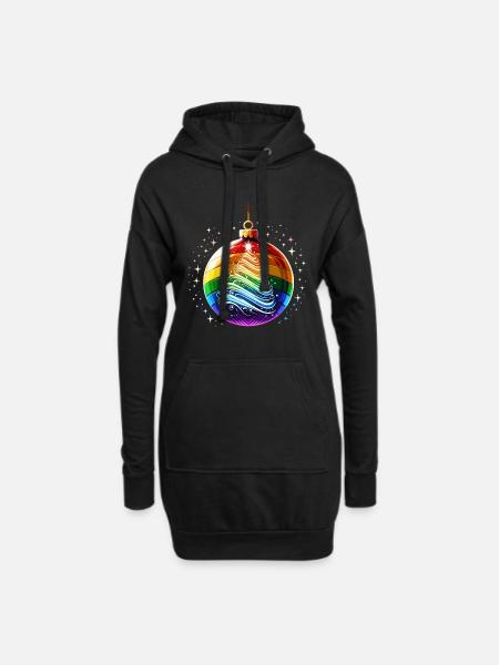 Regenbogen Weihnachtskugel - Hoodie-Kleid - Schwarz