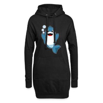 Delfin Wasserblasen - Hoodie-Kleid - Schwarz - Vorne