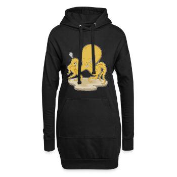 Krake Besteck Kochen Küche - Hoodie-Kleid - Schwarz - Vorne