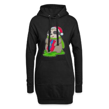 Chapeau de Noël Paresseux - Sweat-shirt à capuche long Femme - noir - Devant