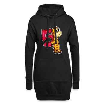 5. Geburtstag Motiv Giraffe - 5 jahre - Hoodie-Kleid - Schwarz - Vorne