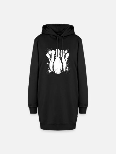 Kegeln - Hoodie-Kleid - Schwarz