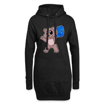 10. Geburtstag Motiv Bär - zehn - 10 Jahre - Hoodie-Kleid - Schwarz - Vorne