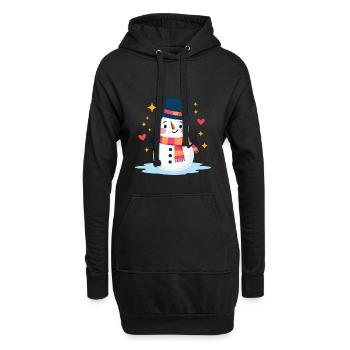 Süßer Schneemann mit Zylinder Festliche Weihnachtsstimmung - Hoodie-Kleid - Schwarz - Vorne