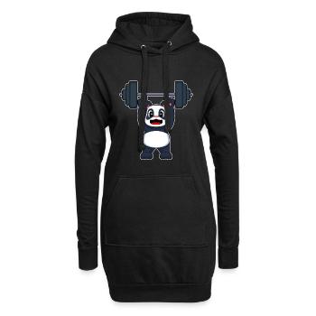 Panda Bodybuilder Langhantel Bodybuilding - Hoodie-Kleid - Schwarz - Vorne