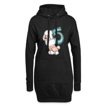 5. Geburtstag Motiv Pudel Tier - 5 jahre - Hoodie-Kleid - Schwarz - Vorne