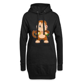 Affe Banane  - Hoodie-Kleid - Schwarz - Vorne