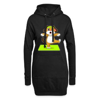 Hund Yoga Fitness Gymnastik - Hoodie-Kleid - Schwarz - Vorne