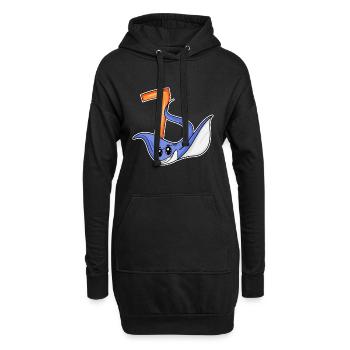Motif 7e anniversaire Stingray - 7 ans - Sweat-shirt à capuche long Femme - noir - Devant