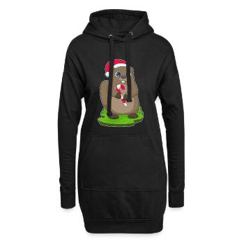 Canne de Noël Castor - Sweat-shirt à capuche long Femme - noir - Devant