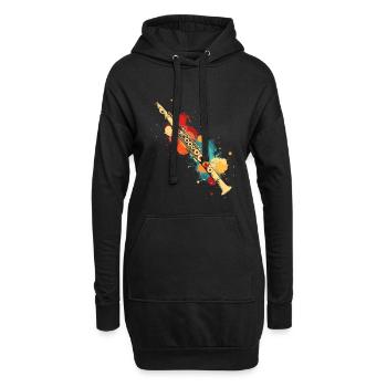 Flûte éclaboussée de couleur - Sweat-shirt à capuche long Femme - noir - Devant
