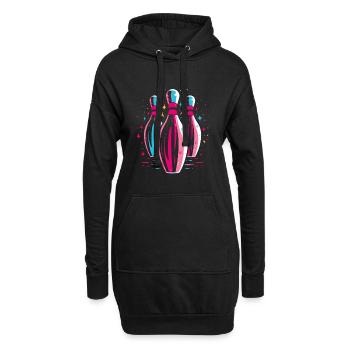 Bowling 80er Jahre Look - Hoodie-Kleid - Schwarz - Vorne