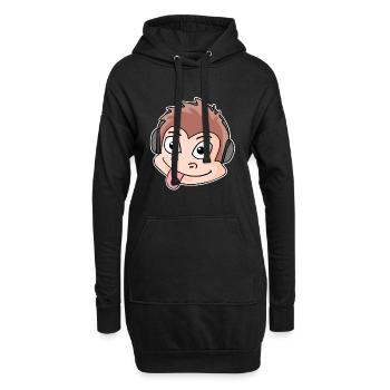 Affe Kopf Tier Kopfhörer Musik - Hoodie-Kleid - Schwarz - Vorne