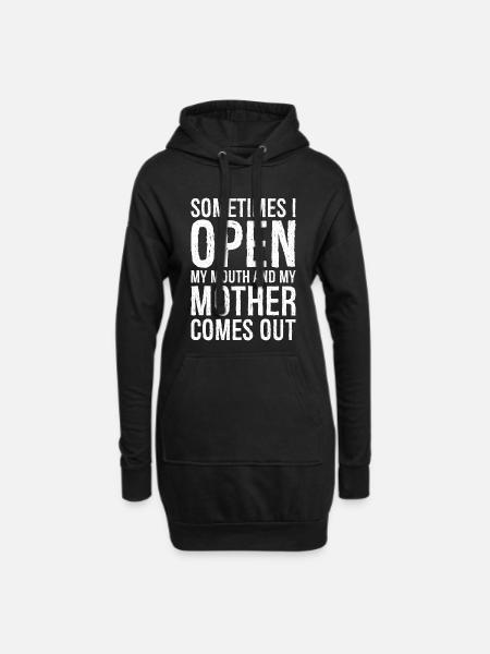 sometimes I open my mouth - Hoodie-Kleid - Schwarz