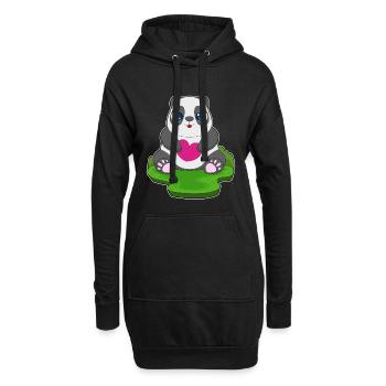 Panda Herz - Hoodie-Kleid - Schwarz - Vorne