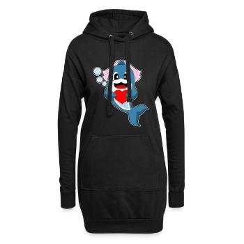 Dauphin Mariée Coeur Mariage - Sweat-shirt à capuche long Femme - noir - Devant