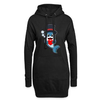 Dauphin Marié Coeur Mariage - Sweat-shirt à capuche long Femme - noir - Devant
