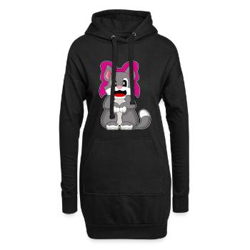 Katze Haarschleife - Hoodie-Kleid - Schwarz - Vorne