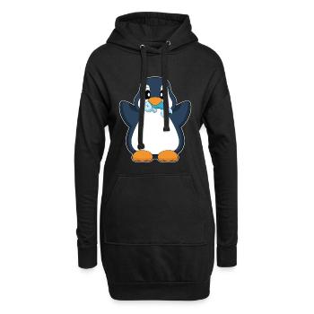 Pinguin Fisch - Hoodie-Kleid - Schwarz - Vorne