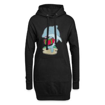 Dolphin Christmas Package - Hoodie Dress - black - Front