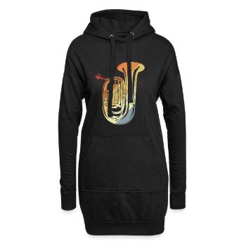 Croquis de tuba rétro - Sweat-shirt à capuche long Femme - noir - Devant