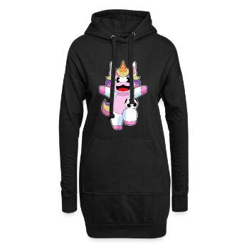 Einhorn Fußballspieler Fußball - Hoodie-Kleid - Schwarz - Vorne