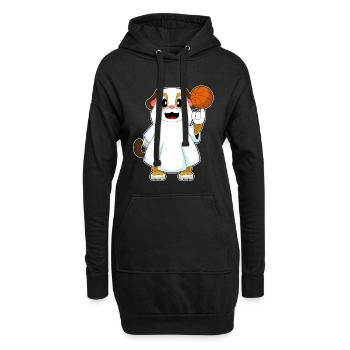 Hund Halloween Basketball - Hoodie-Kleid - Schwarz - Vorne