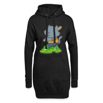 Katze Baseball Baseballschläger - Hoodie-Kleid - Schwarz - Vorne