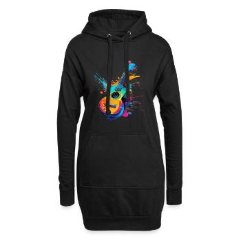 Ukulele Streetart - Hoodie-Kleid - Schwarz - Vorne